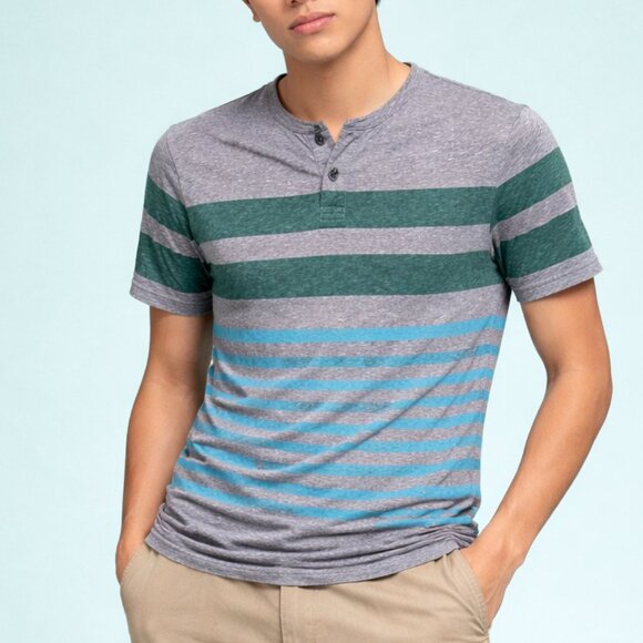 American Eagle Outfitters Other - American Eagle Outfitter  - Henley Style Grey Striped Short-sleeved Tee - Mens S